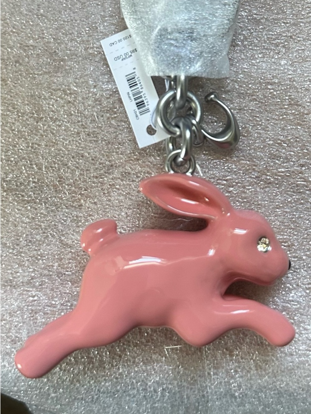 Coach Bunny Bag Charm Pink & Nickel Hardware Size 2 3/4 L × 4 3/4 H × 3/4 W - Picture 3 of 5